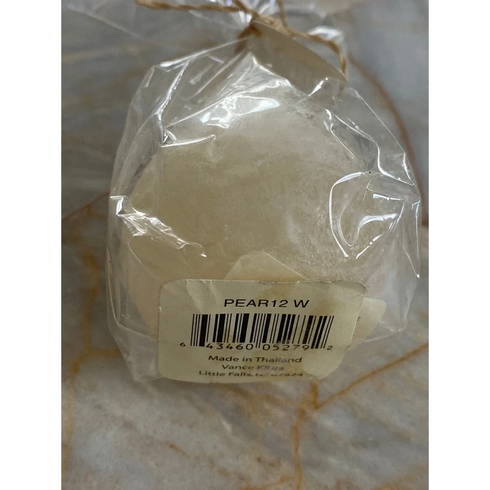 Vance Kitira Timber Pear Candles White Distressed Set of 2 PEAR12 W New